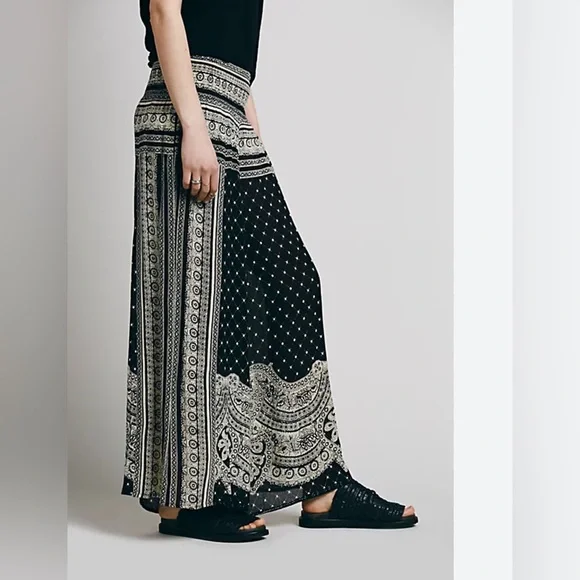 Free People Black and White Wide Leg Pants - Picture 5 of 9